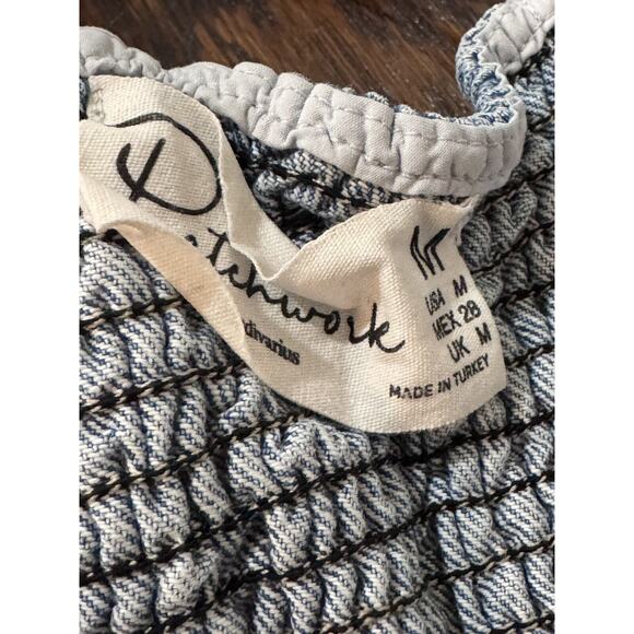 Patchwork Denim Cropped patchwork Sleeveless Halter Top Size Women’s Medium - Picture 9 of 11